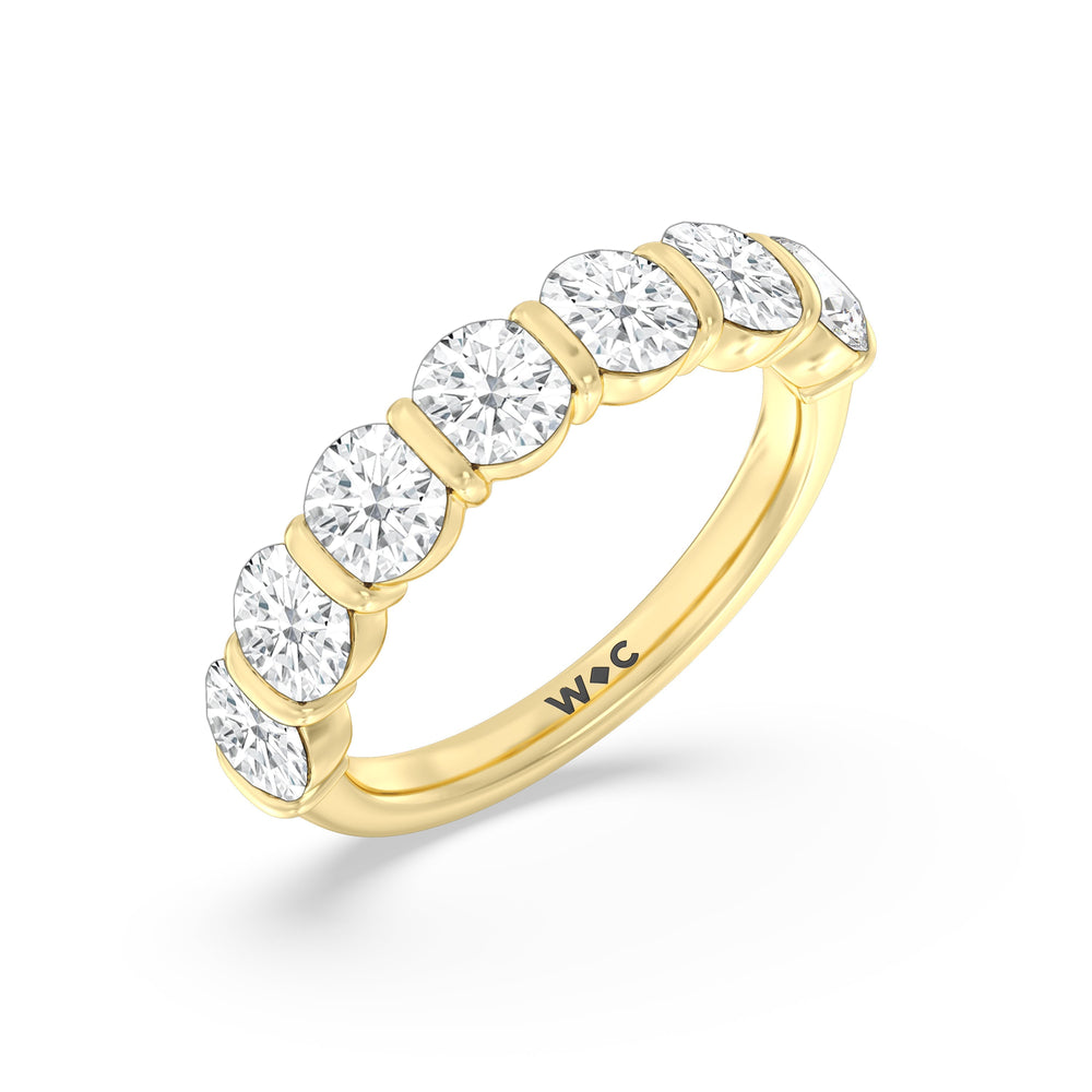 Bar Set Round diamond Anniversary Ring with 18KT Yellow Gold / Lab / 2 1/2 Cut Diamond in 14KT Yellow Gold / Lab / 2 1/2 view 5
