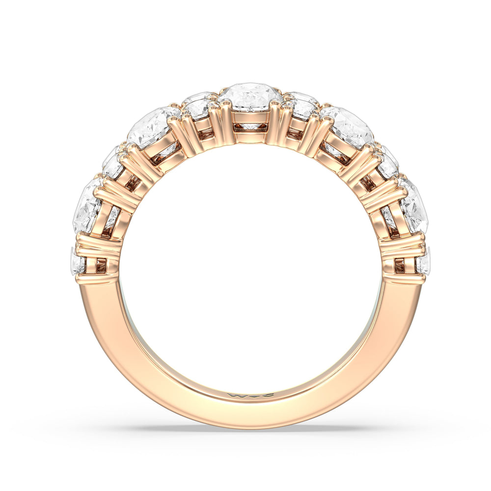 Alternating Oval with Two Round Diamonds Anniversary Band with 18KT Rose Gold / Lab / 3 Cut Diamond in 14KT Rose Gold / Lab / 3 view 4
