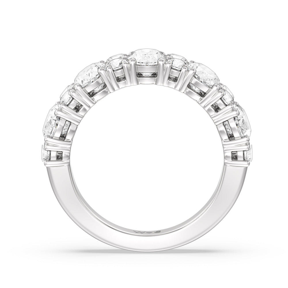 Alternating Oval with Two Round Diamonds Anniversary Band with 18KT White Gold / Lab / 3 Cut Diamond in 14KT White Gold / Lab / 3 view 4
