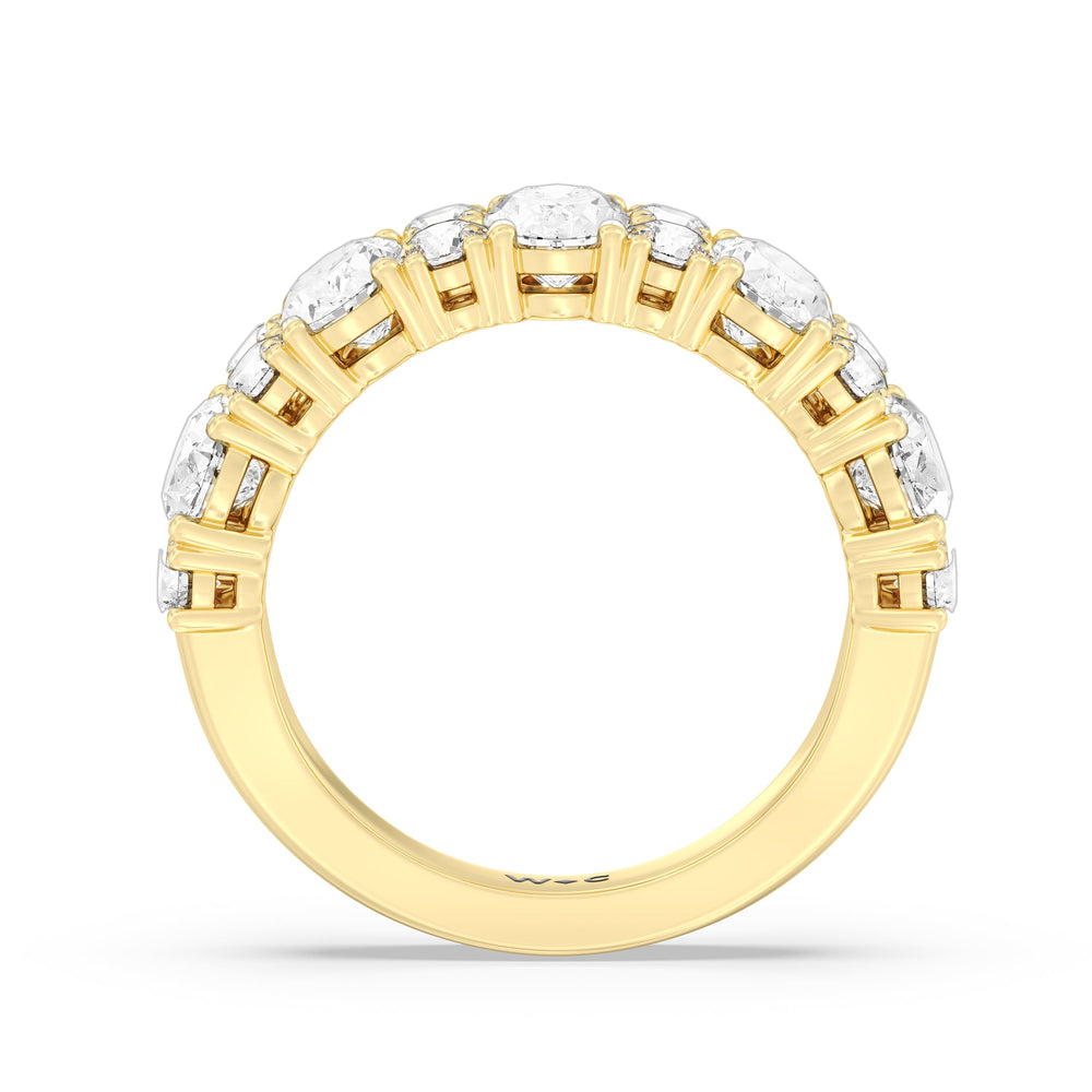 Alternating Oval with Two Round Diamonds Anniversary Band with 18KT Yellow Gold / Lab / 3 Cut Diamond in 14KT Yellow Gold / Lab / 3 view 4
