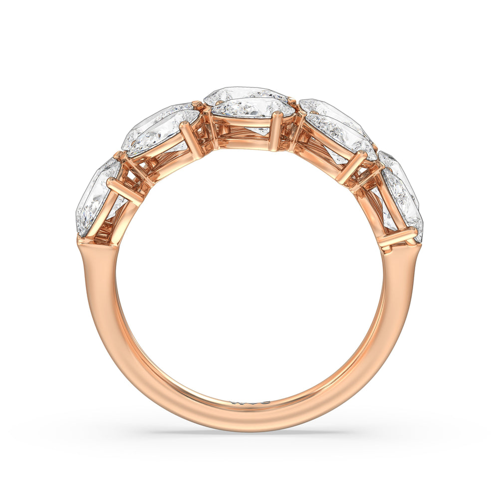 Two Row Trailing Pear Diamond Anniversary Ring with 18KT Rose Gold / Lab / 3 1/3 Cut Diamond in 14KT Rose Gold / Lab / 3 1/3 view 4
