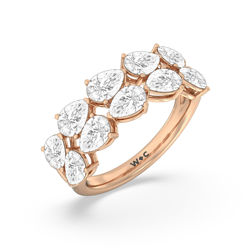 Two Row Trailing Pear Diamond Anniversary Ring with 18KT Rose Gold / Lab / 3 1/3 Cut Diamond in 14KT Rose Gold / Lab / 3 1/3 view 5
