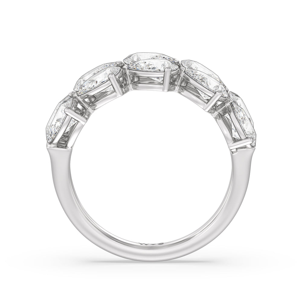 Two Row Trailing Pear Diamond Anniversary Ring with 18KT White Gold / Lab / 3 1/3 Cut Diamond in 14KT White Gold / Lab / 3 1/3 view 4
