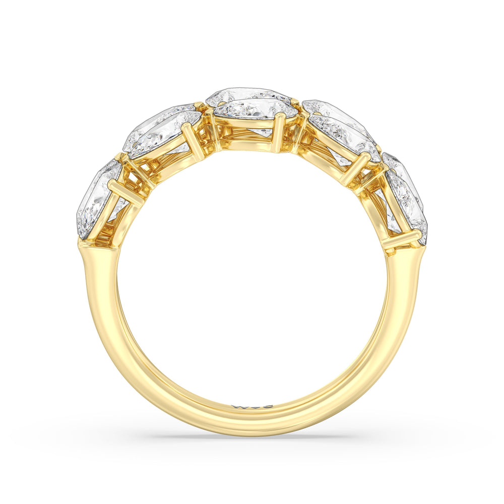 Two Row Trailing Pear Diamond Anniversary Ring with 18KT Yellow Gold / Lab / 3 1/3 Cut Diamond in 14KT Yellow Gold / Lab / 3 1/3 view 4
