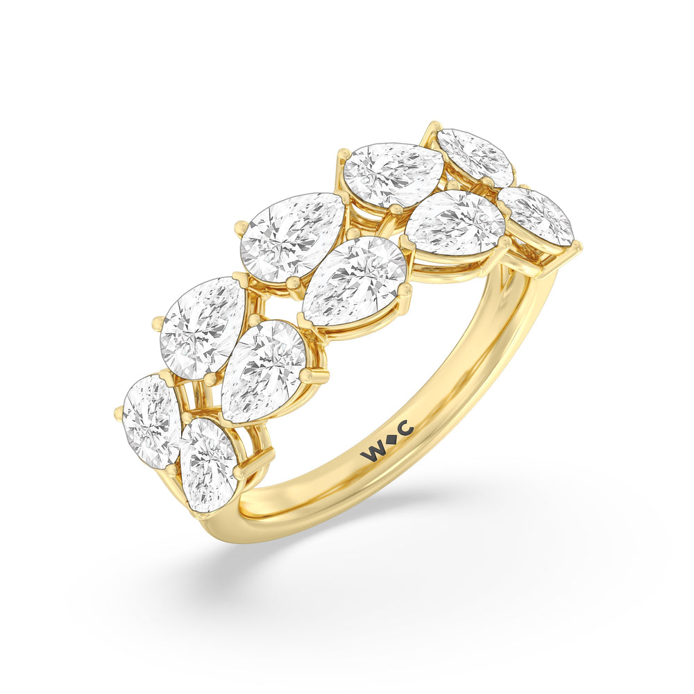 Two Row Trailing Pear Diamond Anniversary Ring with 18KT Yellow Gold / Lab / 3 1/3 Cut Diamond in 14KT Yellow Gold / Lab / 3 1/3 view 5
