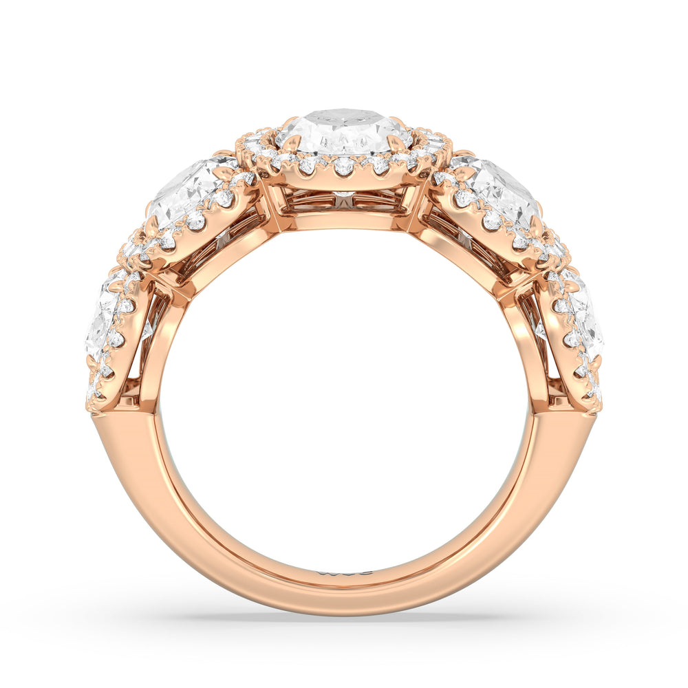 Elegance Oval Five Stone Halo Anniversary Ring with 18KT Rose Gold / Lab / 5 Cut Diamond in 14KT Rose Gold / Lab / 5 view 4
