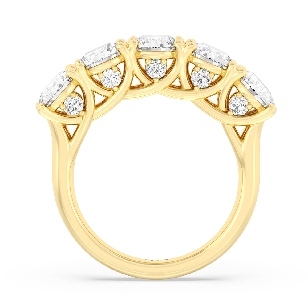 Elegance Hidden Accent Trellis Round Five Stone Anniversary Ring with 18KT Yellow Gold / Lab / 4 Cut Diamond in 14KT Yellow Gold / Lab / 4 view 4
