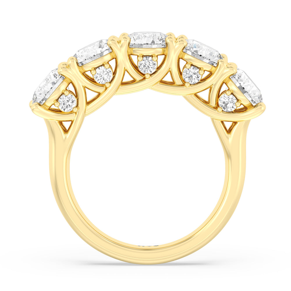 Elegance Hidden Accent Trellis Round Five Stone Anniversary Ring with 18KT Yellow Gold / Lab / 5 Cut Diamond in 14KT Yellow Gold / Lab / 5 view 4
