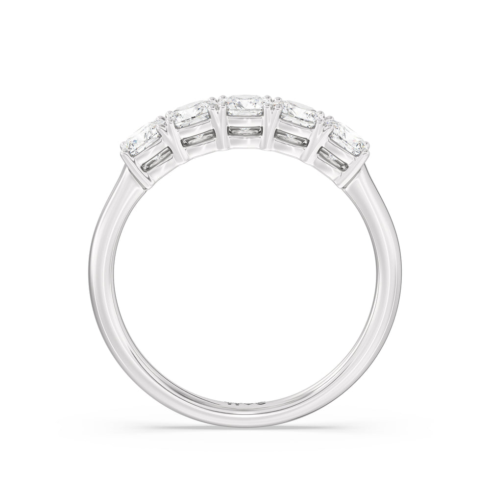 Five Stone Cushion Diamond Anniversary Ring with 18KT White Gold / Lab / 1 Cut Diamond in 14KT White Gold / Lab / 1 view 4
