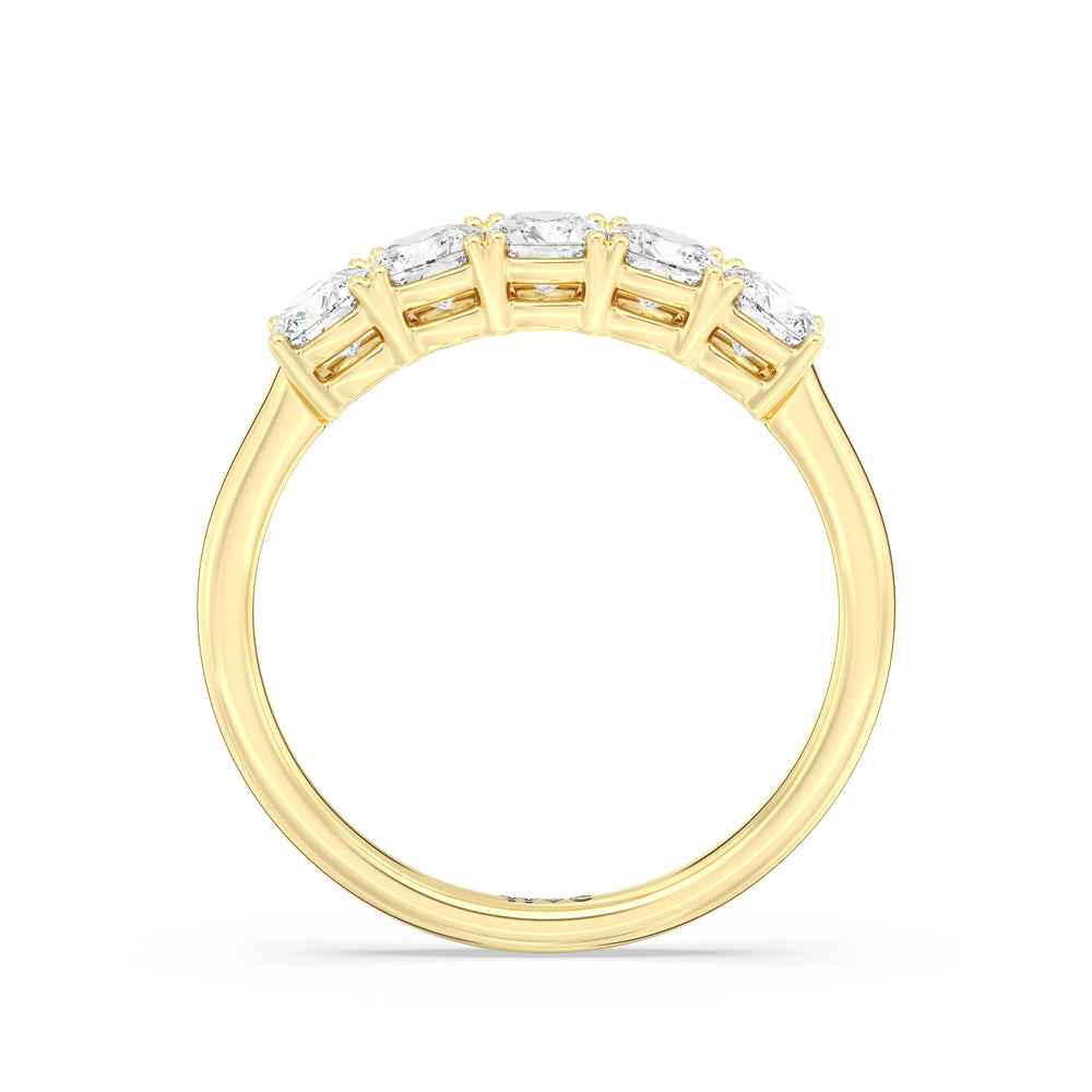 Five Stone Cushion Diamond Anniversary Ring with 18KT Yellow Gold / Lab / 1 Cut Diamond in 14KT Yellow Gold / Lab / 1 view 4
