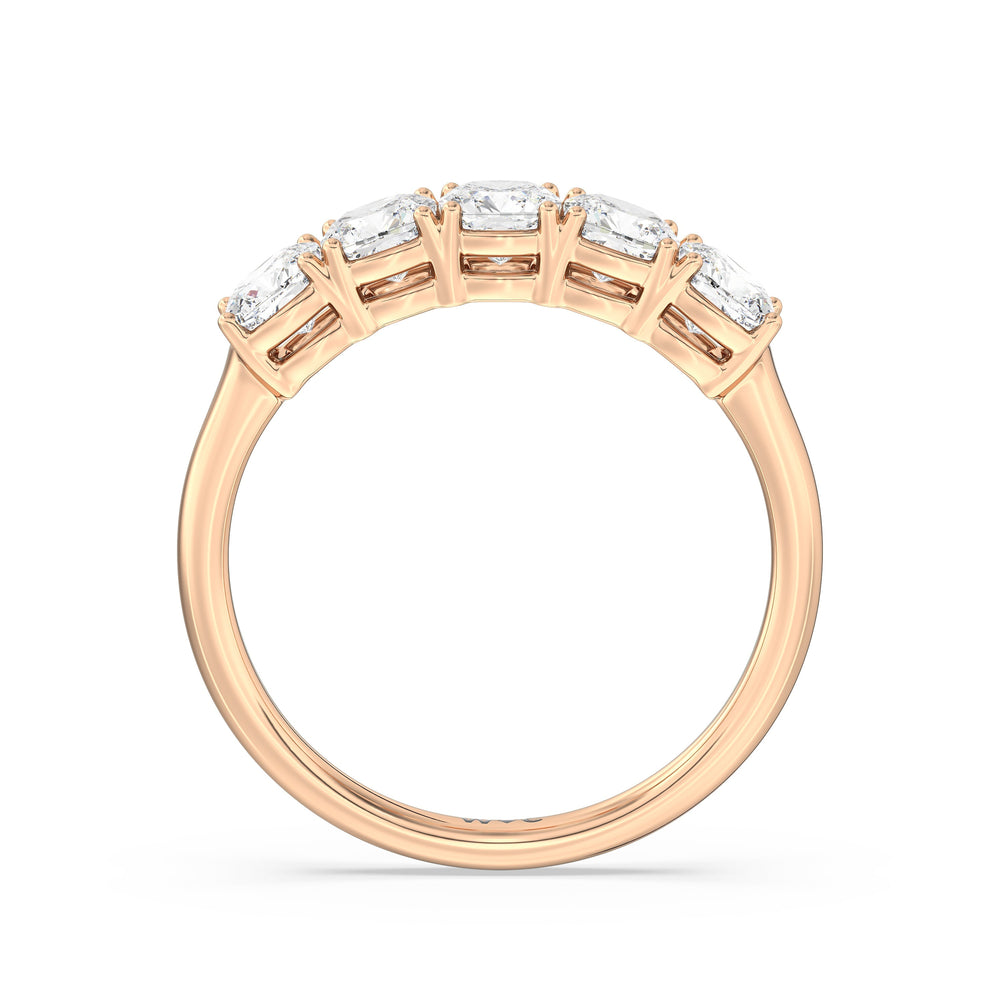 Five Stone Cushion Diamond Anniversary Ring with 18KT Rose Gold / Lab / 1 1/2 Cut Diamond in 14KT Rose Gold / Lab / 1 1/2 view 4
