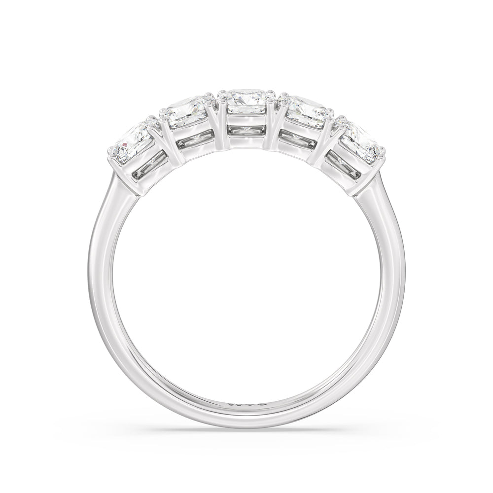 Five Stone Cushion Diamond Anniversary Ring with 18KT White Gold / Lab / 1 1/2 Cut Diamond in 14KT White Gold / Lab / 1 1/2 view 4

