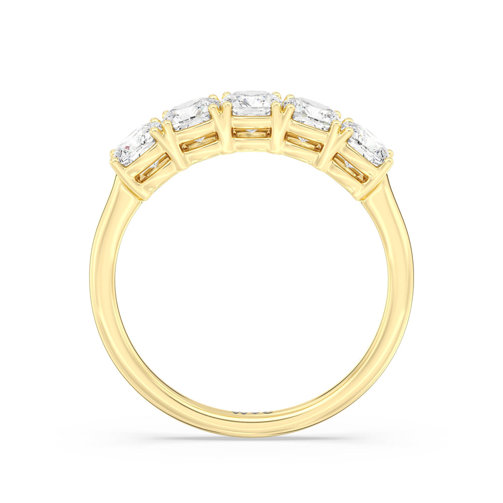 Five Stone Cushion Diamond Anniversary Ring with 18KT Yellow Gold / Lab / 1 1/2 Cut Diamond in 14KT Yellow Gold / Lab / 1 1/2 view 4
