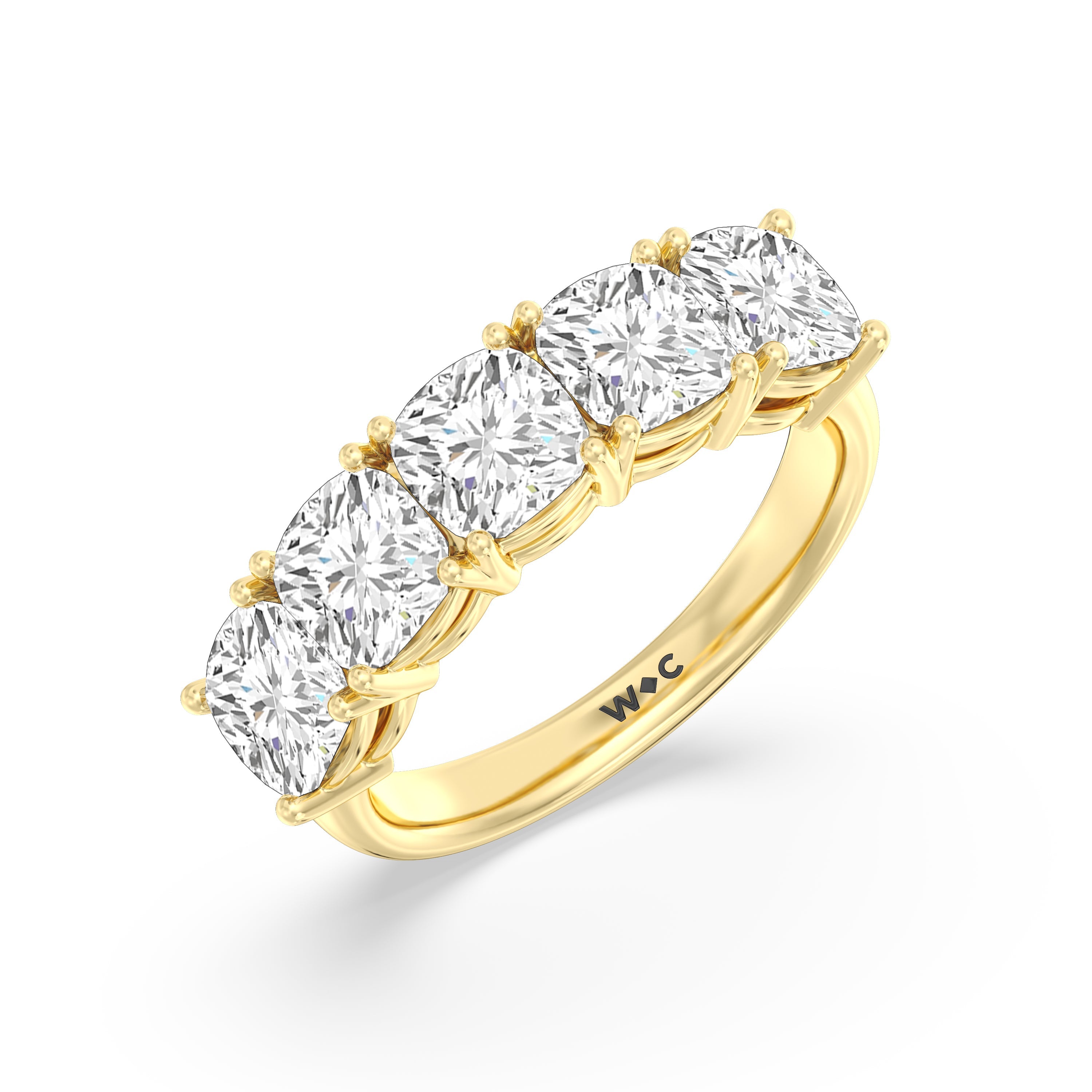 Five Stone Cushion Diamond Anniversary Ring – WithClarity India