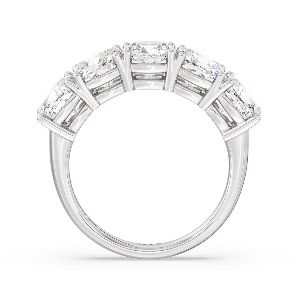 Five Stone Cushion Diamond Anniversary Ring with 18KT White Gold / Lab / 5 Cut Diamond in 14KT White Gold / Lab / 5 view 4
