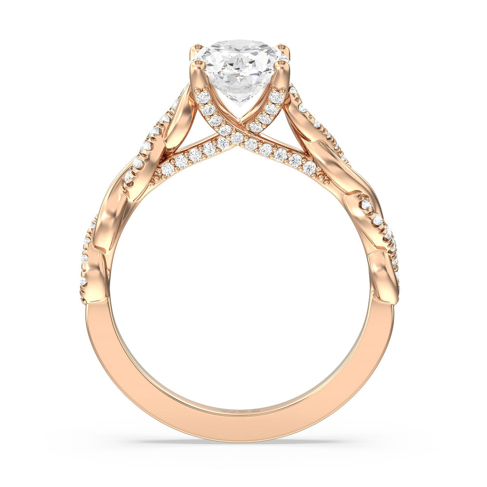 Oval Cut Glamour Twisted Diamond Engagement Ring with Lab Grown Diamond in 14KT Rose Gold view 2
