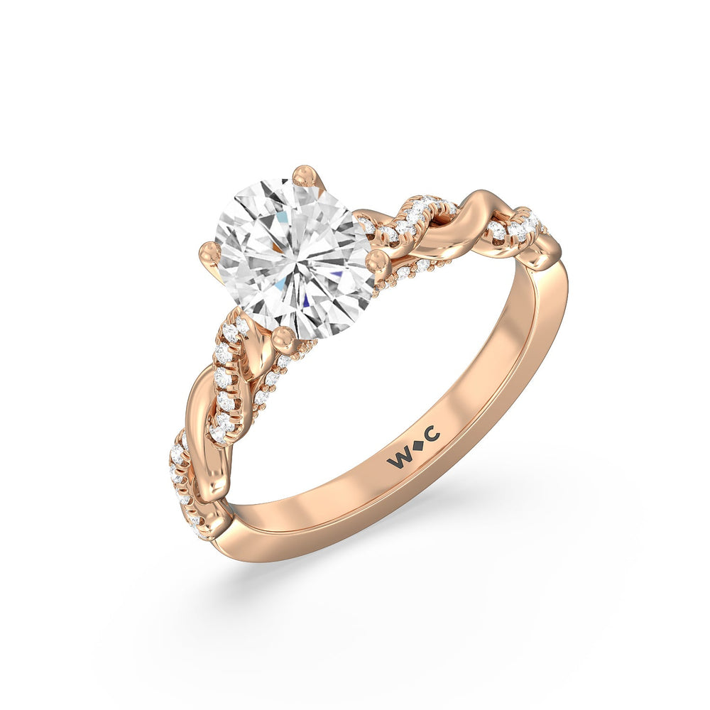 Oval Cut Glamour Twisted Diamond Engagement Ring with Lab Grown Diamond in 14KT Rose Gold view 3
