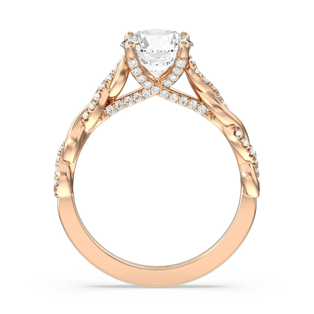Round Cut Glamour Twisted Diamond Engagement Ring with Lab Grown Diamond in 14KT Rose Gold view 2

