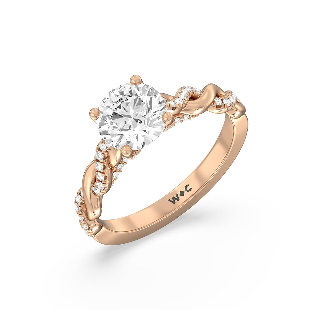 Round Cut Glamour Twisted Diamond Engagement Ring with Lab Grown Diamond in 14KT Rose Gold view 3
