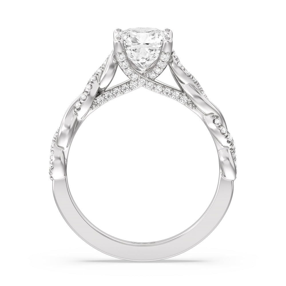 Cushion Cut Glamour Twisted Diamond Engagement Ring with Lab Grown Diamond in 14KT Platinum view 2
