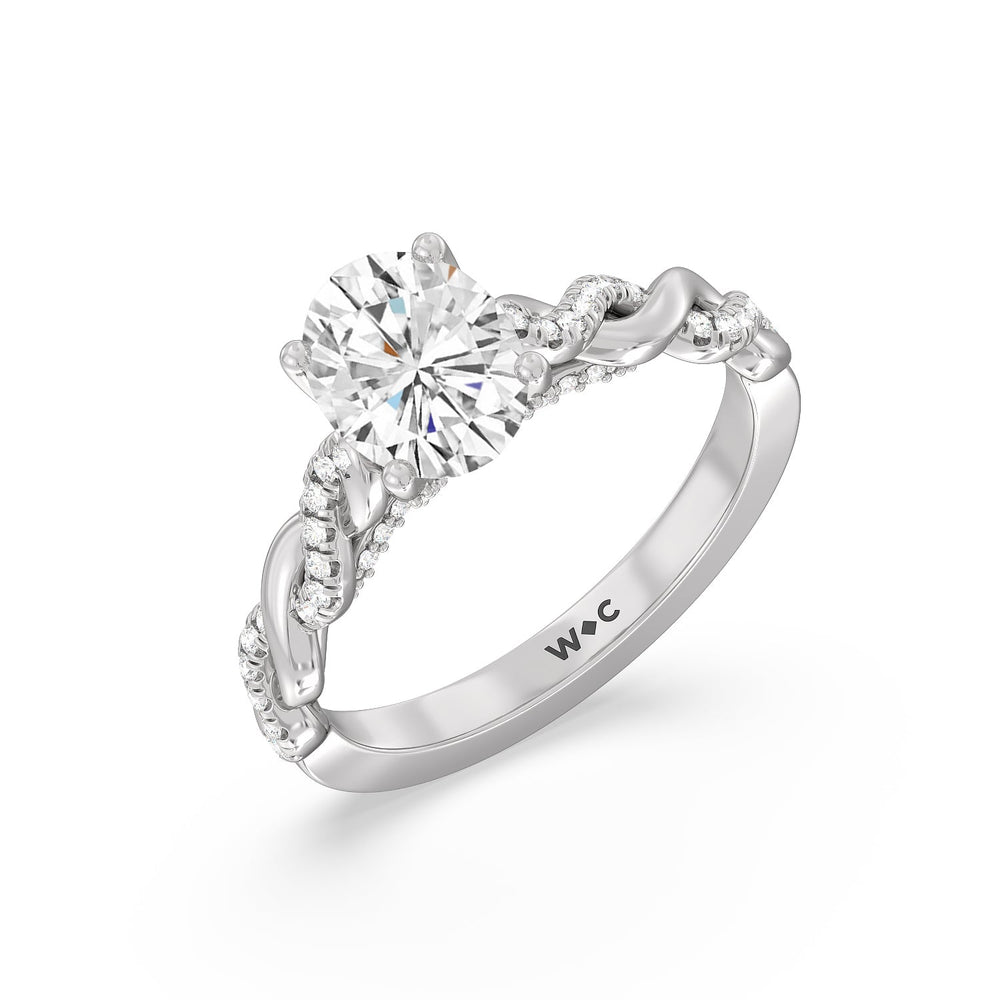 Oval Cut Glamour Twisted Diamond Engagement Ring with Lab Grown Diamond in 14KT Platinum view 3
