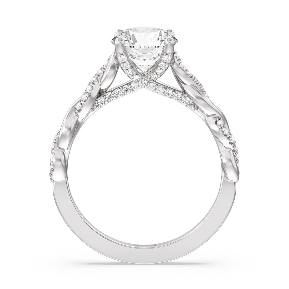 Round Cut Glamour Twisted Diamond Engagement Ring with Lab Grown Diamond in 14KT Platinum view 2
