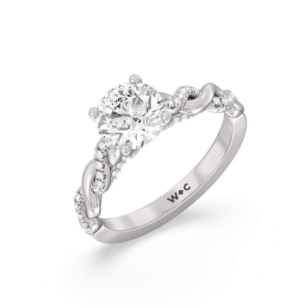 Round Cut Glamour Twisted Diamond Engagement Ring with Lab Grown Diamond in 14KT Platinum view 3
