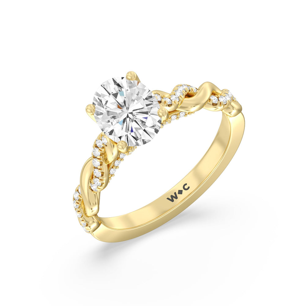 Oval Cut Glamour Twisted Diamond Engagement Ring with Lab Grown Diamond in 14KT Yellow Gold view 3
