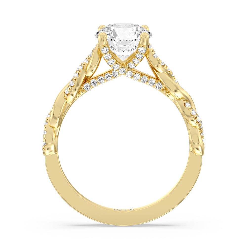 Round Cut Glamour Twisted Diamond Engagement Ring with Lab Grown Diamond in 14KT Yellow Gold view 2
