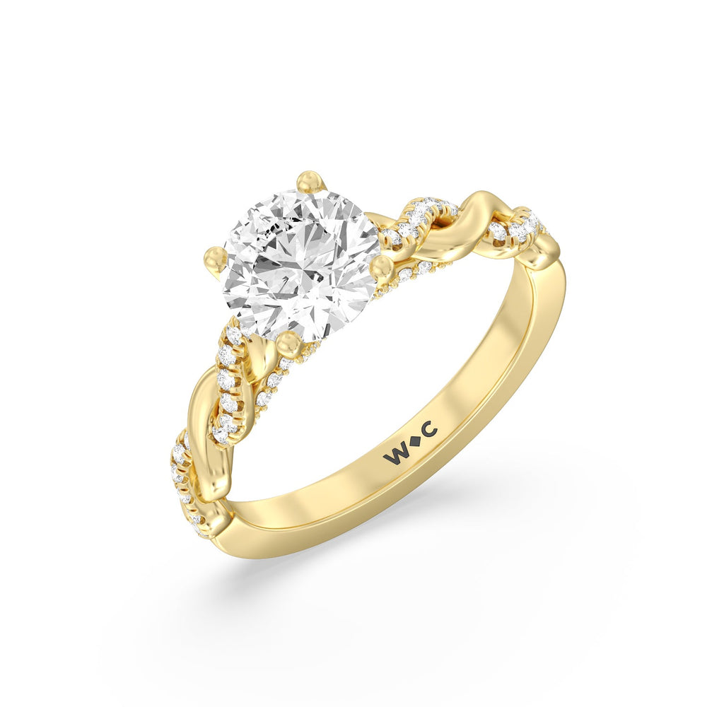 Round Cut Glamour Twisted Diamond Engagement Ring with Lab Grown Diamond in 14KT Yellow Gold view 3
