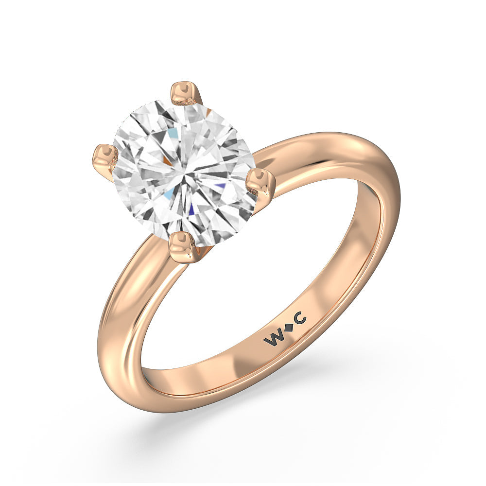 Oval Cut Classic Four Prong Solitaire Diamond Engagement Ring with Lab Grown Diamond in 14KT Rose Gold view 3

