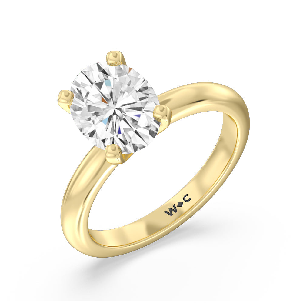 Oval Cut Classic Four Prong Solitaire Diamond Engagement Ring with Lab Grown Diamond in 14KT Yellow Gold view 3
