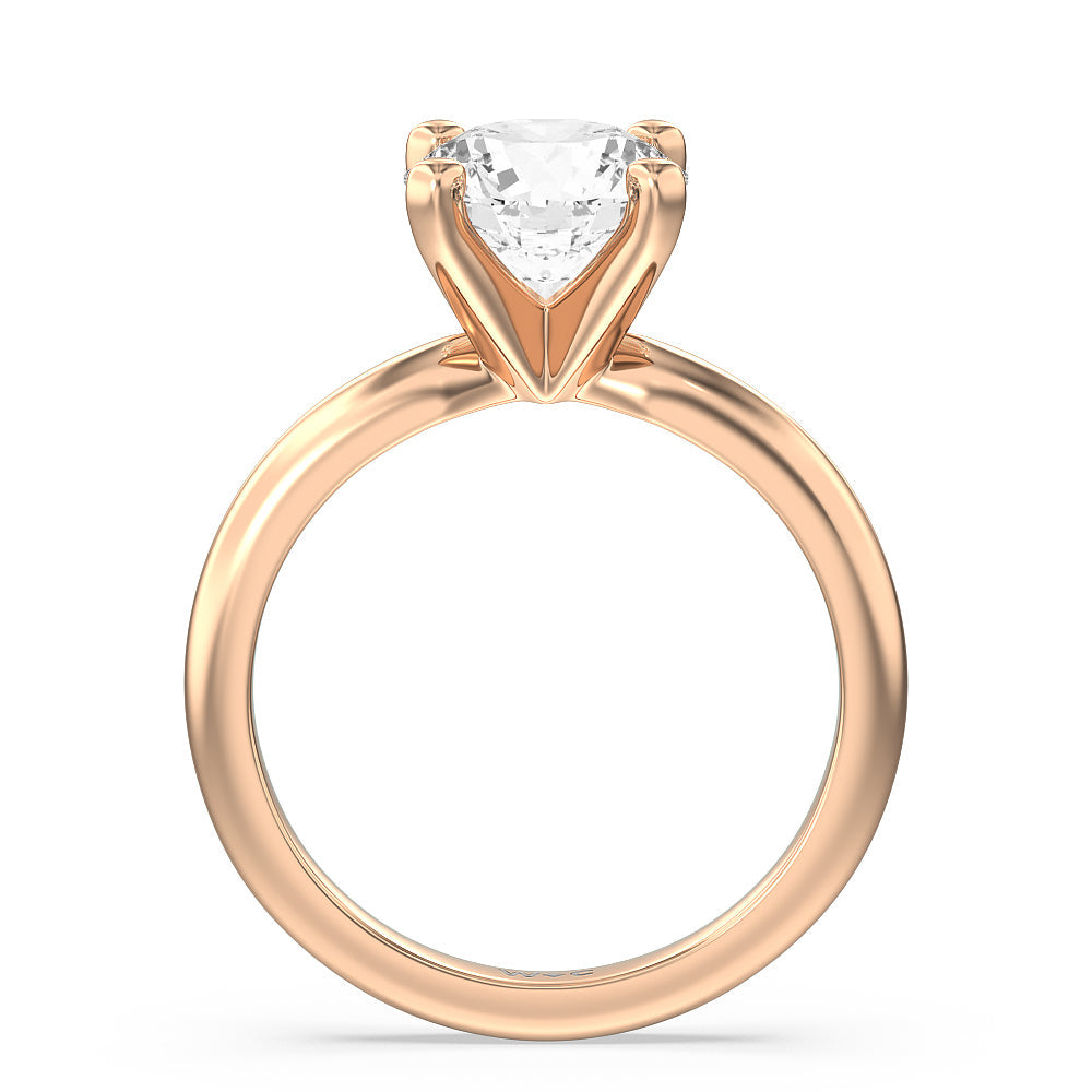 Round Cut Fine Classic Four Prong Solitaire Diamond Engagement Ring with Lab Grown Diamond in 14KT Rose Gold view 2
