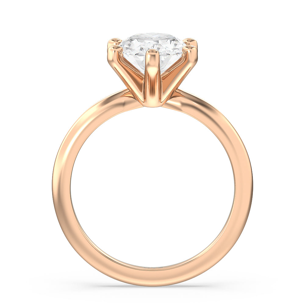 Classic Six Prong Solitaire Diamond Engagement Ring with Oval Cut Diamond in 14KT Rose Gold view 2
