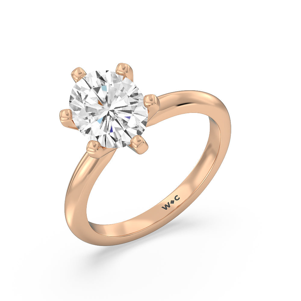 Classic Six Prong Solitaire Diamond Engagement Ring with Oval Cut Diamond in 14KT Rose Gold view 3
