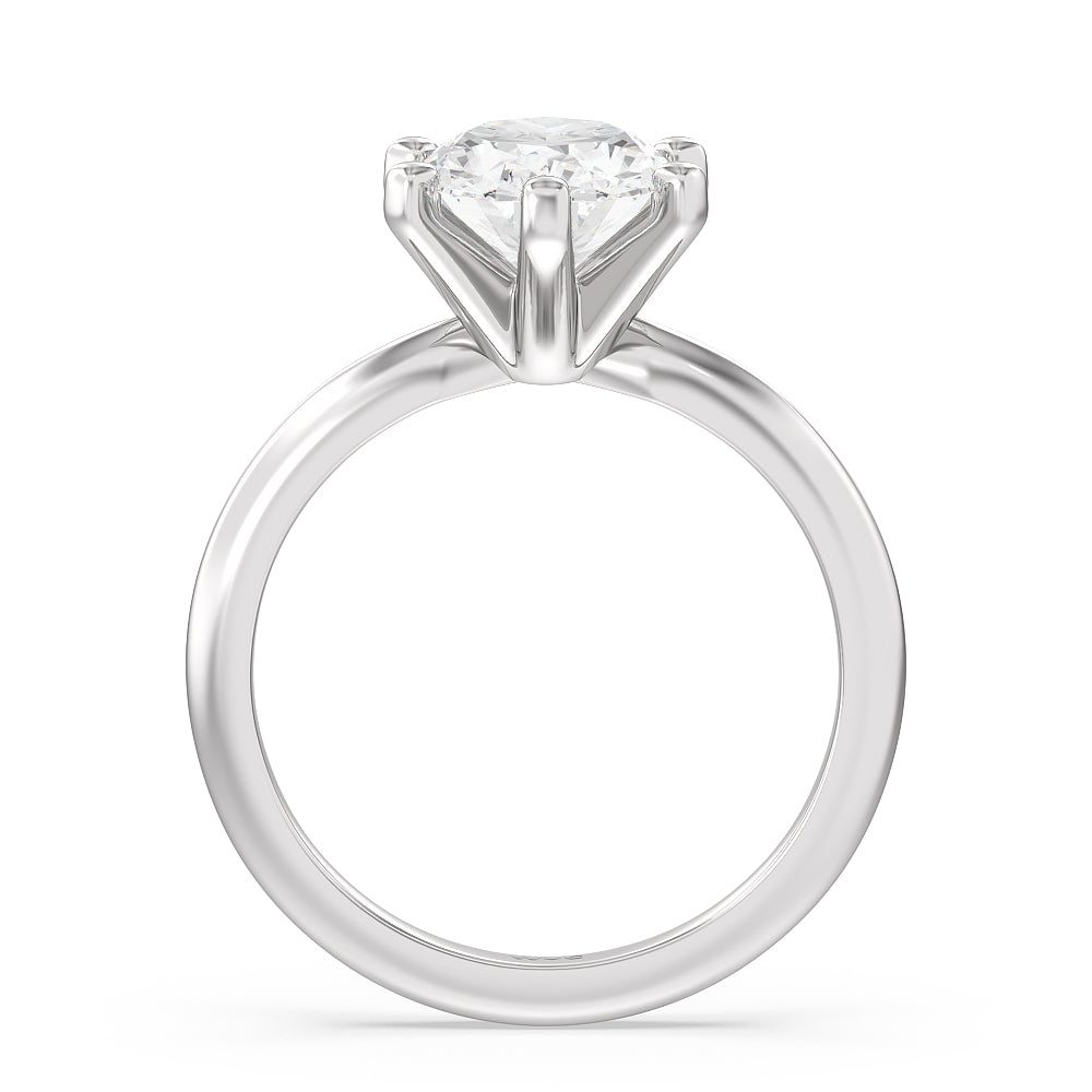 Classic Six Prong Solitaire Diamond Engagement Ring with Oval Cut Diamond in 14KT Platinum view 2
