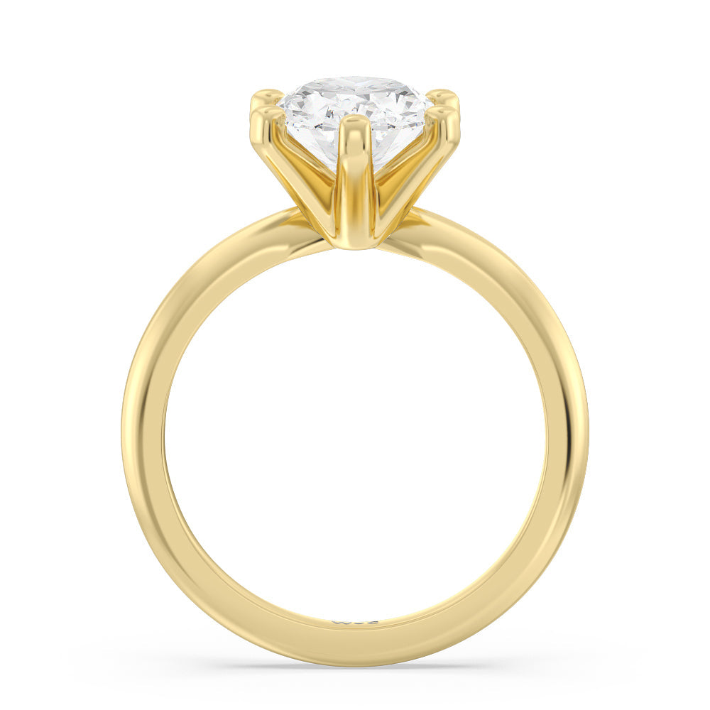 Classic Six Prong Solitaire Diamond Engagement Ring with Oval Cut Diamond in 14KT Yellow Gold view 2
