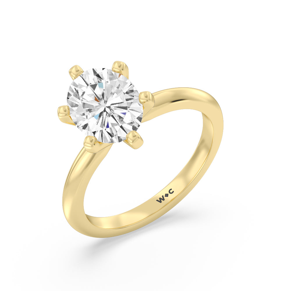 Classic Six Prong Solitaire Diamond Engagement Ring with Oval Cut Diamond in 14KT Yellow Gold view 3
