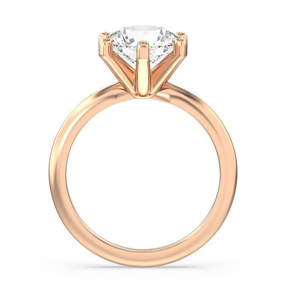 Classic Six Prong Solitaire Diamond Engagement Ring with Round Cut Diamond in 14KT Rose Gold view 2
