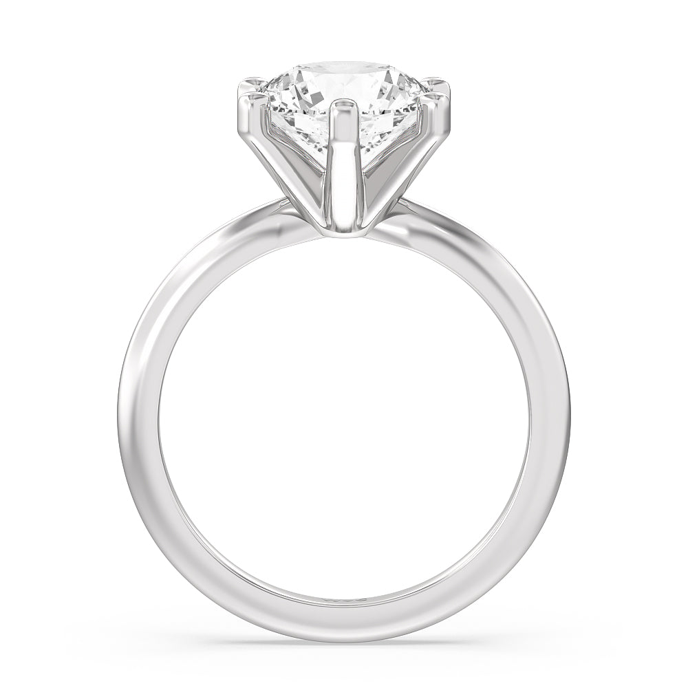 Classic Six Prong Solitaire Diamond Engagement Ring with Round Cut Diamond in 14KT Platinum view 2
