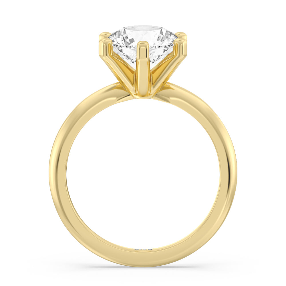 Classic Six Prong Solitaire Diamond Engagement Ring with Round Cut Diamond in 14KT Yellow Gold view 2
