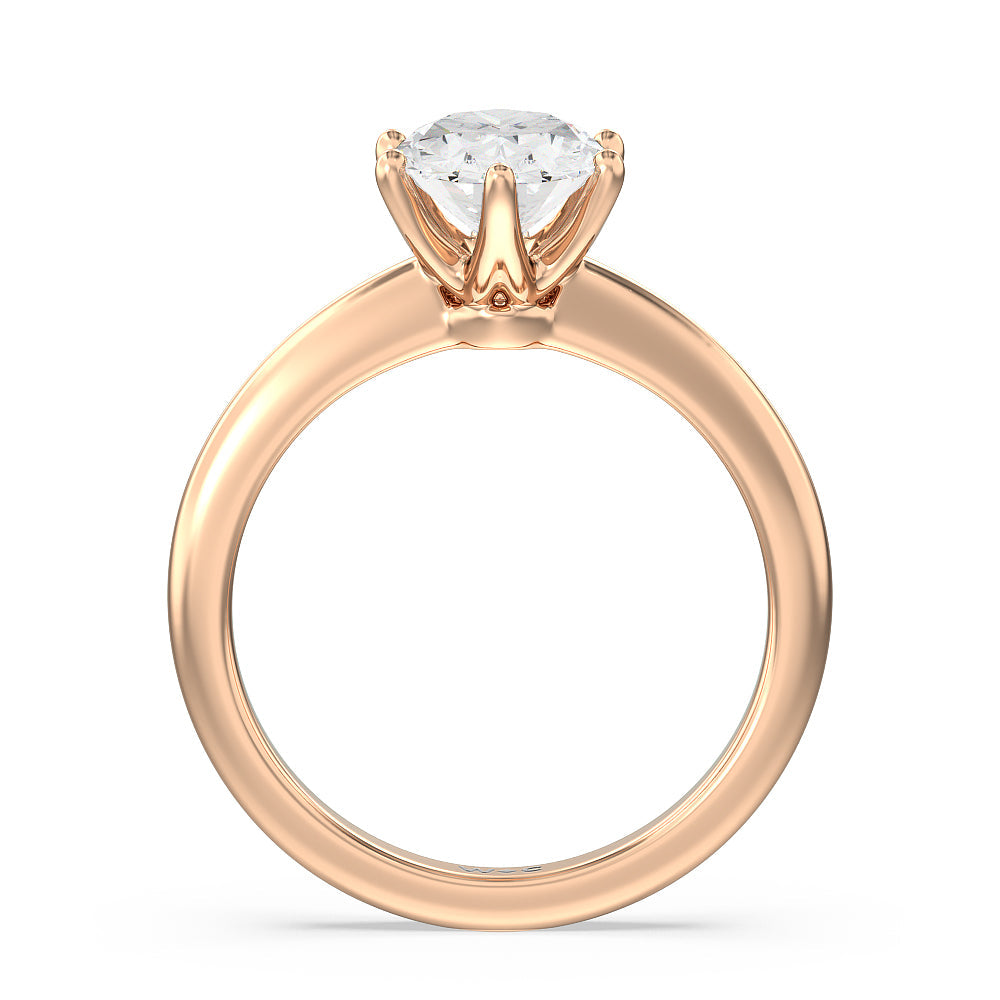 Oval Cut Luminous Six Prong Solitaire Diamond Ring with Lab Grown Diamond in 14KT Rose Gold view 2
