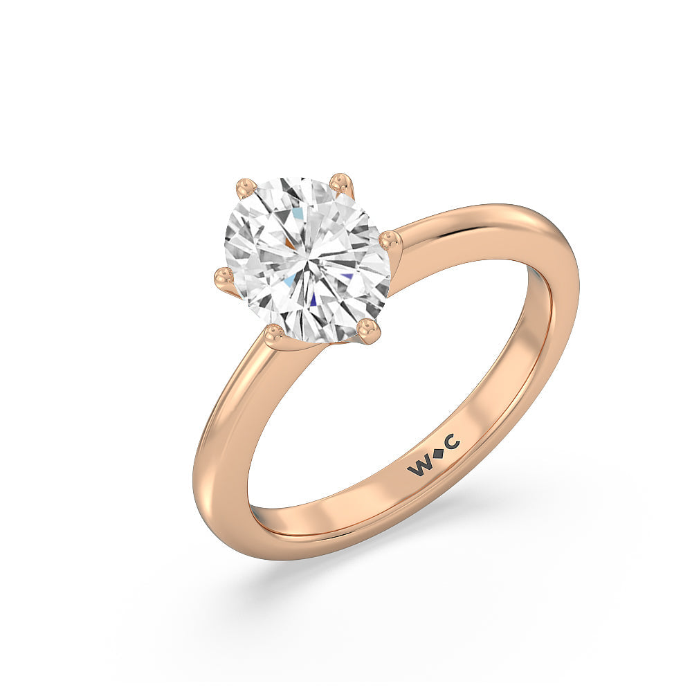 Oval Cut Luminous Six Prong Solitaire Diamond Ring with Lab Grown Diamond in 14KT Rose Gold view 3

