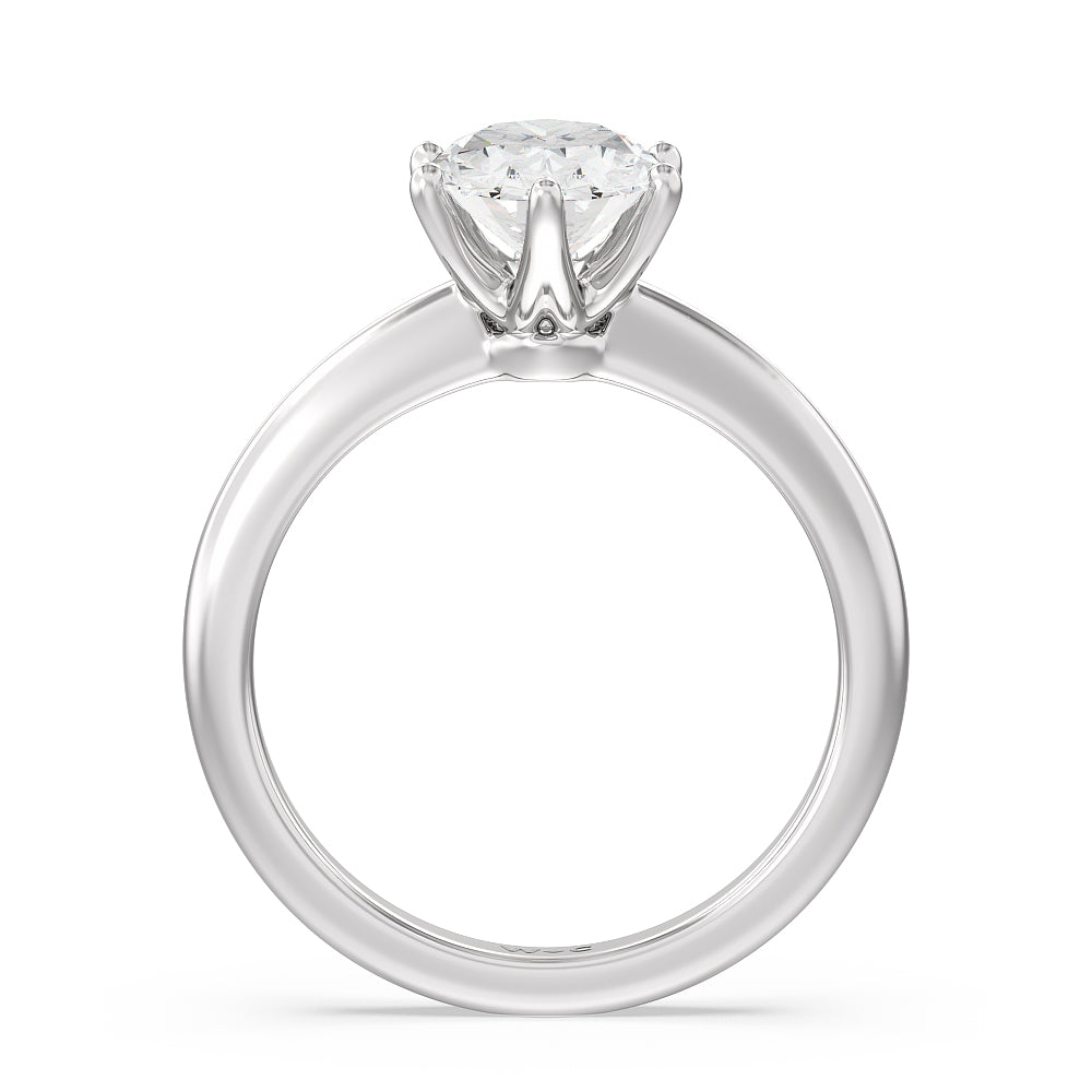 Oval Cut Luminous Six Prong Solitaire Diamond Ring with Lab Grown Diamond in 14KT Platinum view 2
