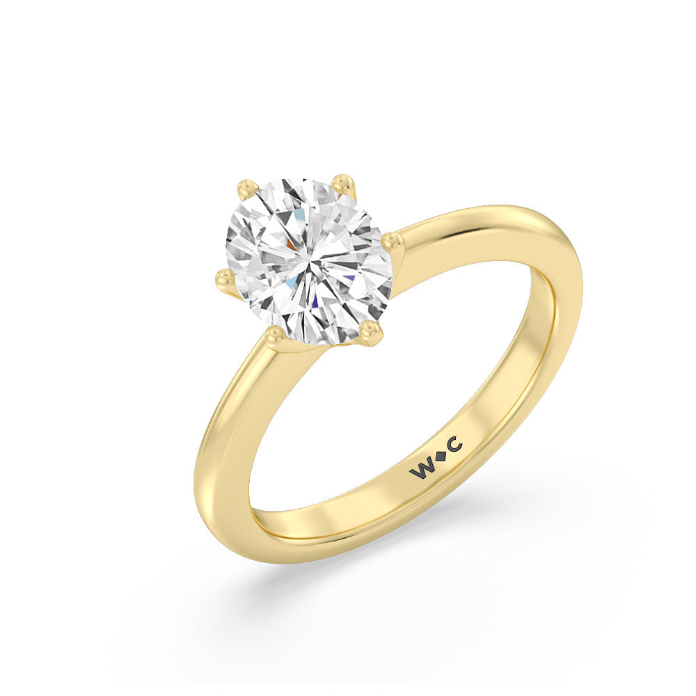 Oval Cut Luminous Six Prong Solitaire Diamond Ring with Lab Grown Diamond in 14KT Yellow Gold view 3
