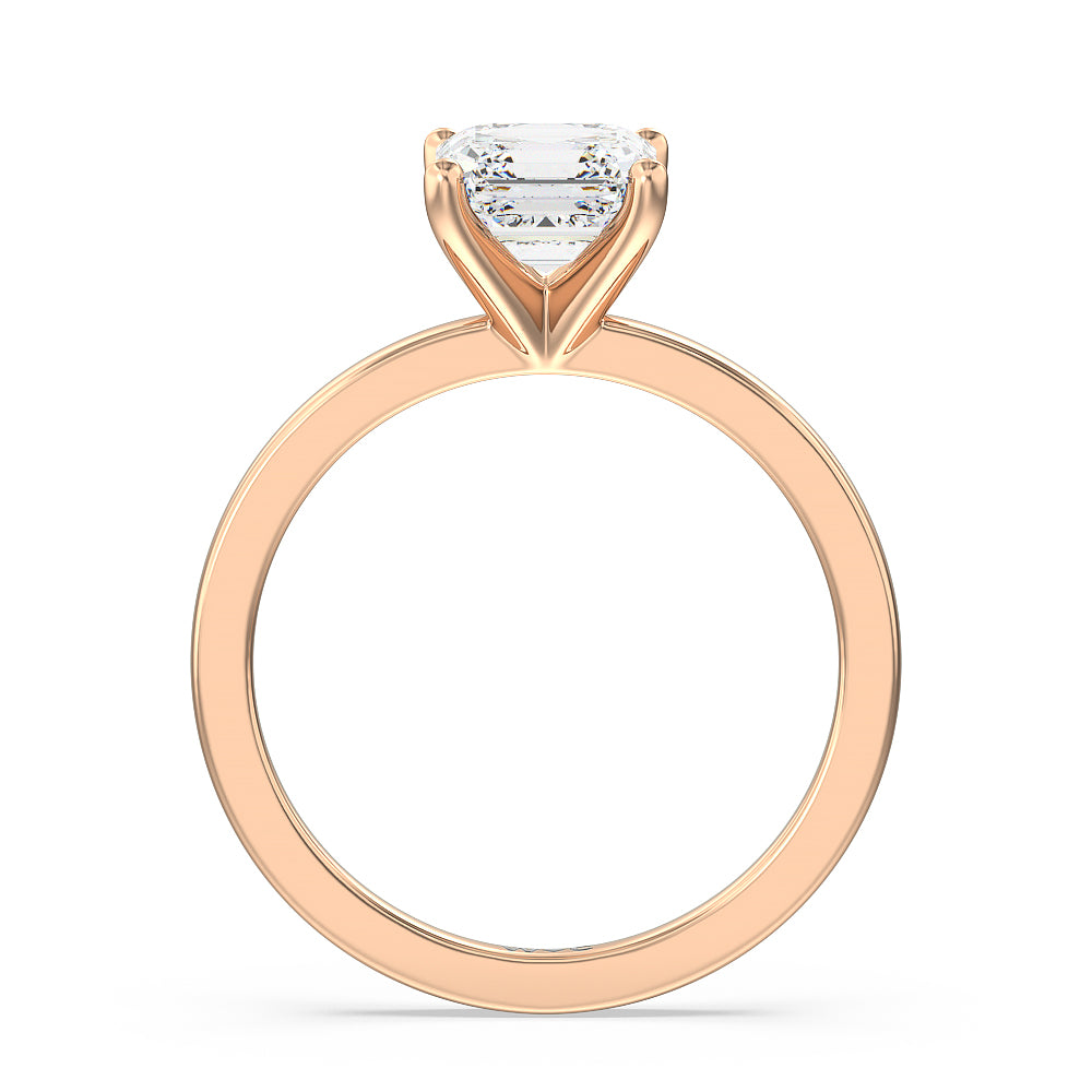 Asscher Cut Fine Petite Solitaire Diamond Engagement Ring with Lab Grown Diamond in 14KT Rose Gold view 2
