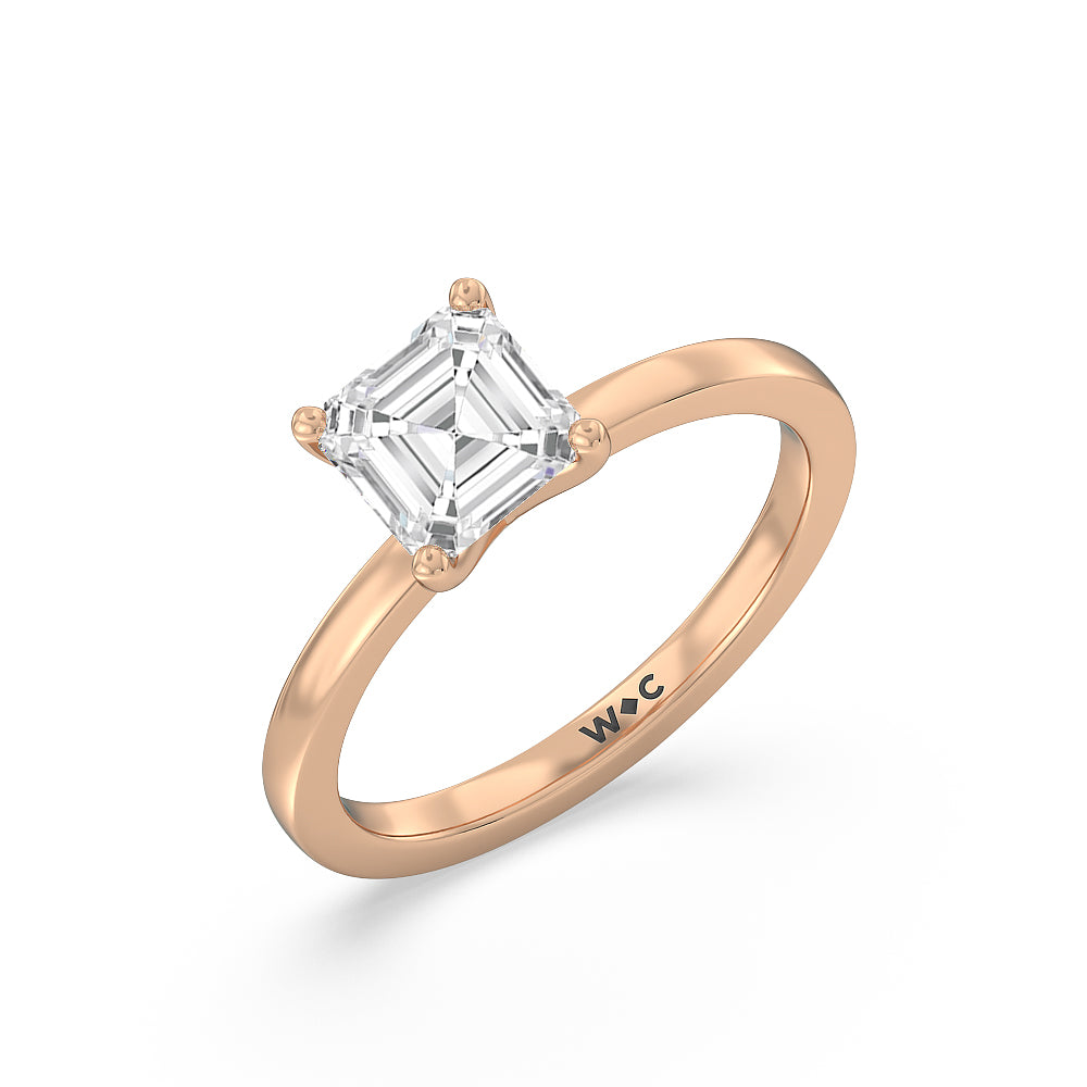 Asscher Cut Fine Petite Solitaire Diamond Engagement Ring with Lab Grown Diamond in 14KT Rose Gold view 3
