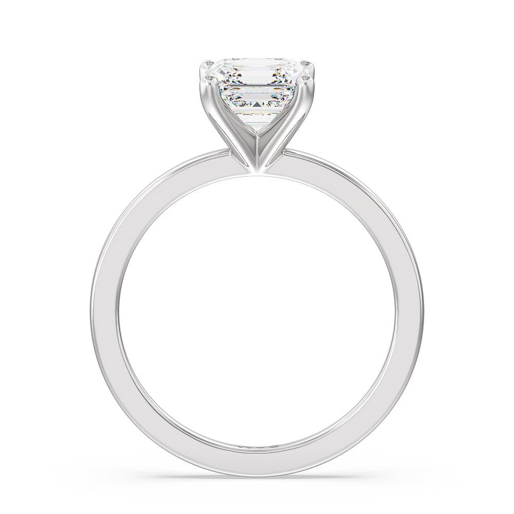 Asscher Cut Fine Petite Solitaire Diamond Engagement Ring with Lab Grown Diamond in 14KT Platinum view 2
