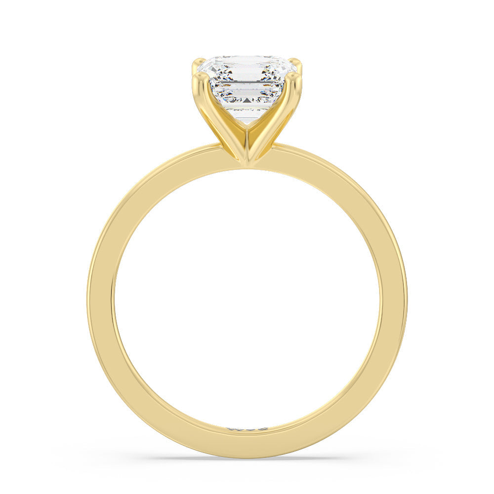 Asscher Cut Fine Petite Solitaire Diamond Engagement Ring with Lab Grown Diamond in 14KT Yellow Gold view 2
