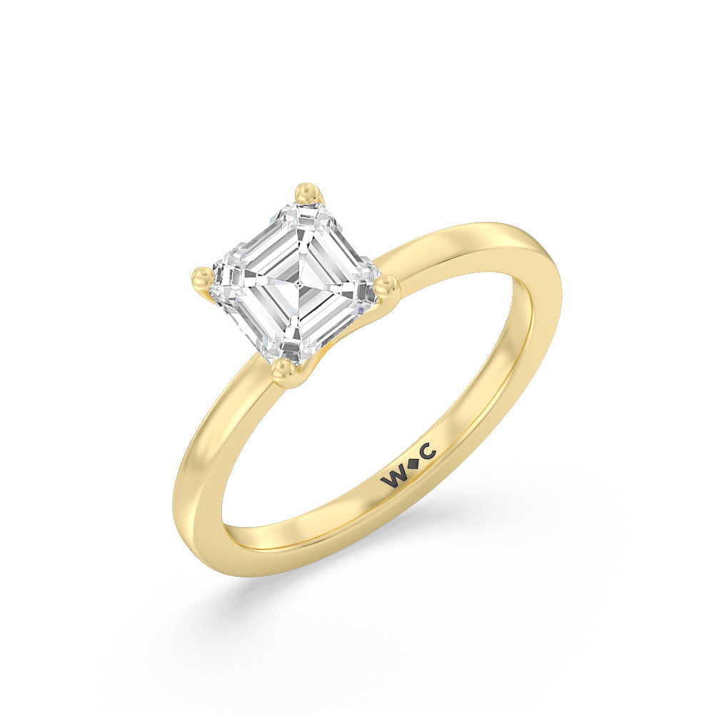 Asscher Cut Fine Petite Solitaire Diamond Engagement Ring with Lab Grown Diamond in 14KT Yellow Gold view 3
